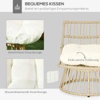 Outsunny Fotel Ogrodowy, Obrotowy, Wiklinowy z Plecionki z Kunstrattanu, Rama Aluminiowa, Poduszki na Siedzisko, naturalny + beżowy, 65 x 70 x 66 cm(m-6)