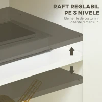 Homcom Bufet Alb – Dulap Usi Duble & Raft Reglabil pentru Depozitare(m-5)