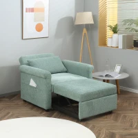 HOMCOM Fotoliu de un singur loc cu spatar reglabil in 4 pozitii, tesatura cu efect de lenjerie respirabila si sezut captusit, 96x84,5x87,5 cm, verde(m-11)