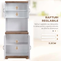 Homcom Bufet Bucatarie cu Dulapuri – Usi Sticla & Blat Lemn Elegant(m-5)