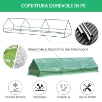 Outsunny Sera cu Tuburi din Otel si Invelis in Polietilen cu 3 Porti Verde 400 x 100 x80cm(m-5)