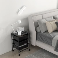 HOMCOM Carrinho Auxiliar com Rodas Carrinho de Cozinha de 3 Níveis com 3 Cestos e Estrutura de Aço 40,8x33,5x60,5 cm Preto(m-8)