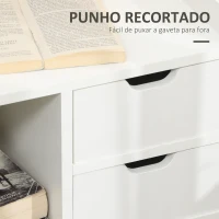 HOMCOM Mesa de Cabeceira Moderna com 2 Gavetas e 3 Compartimentos para Sala de Estar Quarto Carga 30 kg 40x30x60 cm Branco(m-6)