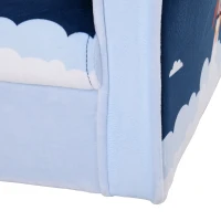 HOMCOM Children's Armchair Flannel Kids Sofa Tub Chair Cartoon Rocket Pattern Wooden Frame Bedroom Playroom Seater Blue(m-8)