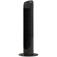 HOMCOM Ventoinha de Coluna 45W Ventoinha de Coluna Silenciosa com 3 Velocidades e Oscilação 70° para Sala Quarto Ø27x75 cm Preto(m-11)