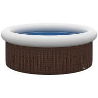 Outsunny Basen nadmuchiwany, dla 5 osób, szybki montaż, wytrzymały materiał, brązowy, Ø300 x 76W cm(m-1)