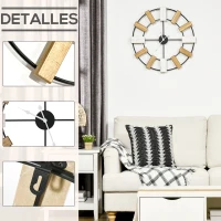 HOMCOM Reloj de Pared Silencioso de Ø60 cm Reloj de Pared de Metal y Madera  sin Tictac Estilo Moderno Multicolor(m-4)