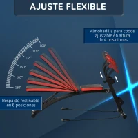 HOMCOM Banco de Pesas Altura Ajustable Banco de Musculación Multifuncional Respaldo Inclinable en 6 Posiciones y 2 Cuerdas para Entrenamiento de Cuerpo Completo en Gimnasio Casa Carga 120 kg Negro(m-6)