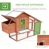 PawHut Gallinero Corral de Madera para Exteriores Jaula para Gallinas Pollos con Bandeja Extraíble Caja de Huevo Resistente al Agua 190x66x116 cm(m-5)