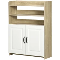 HOMCOM Zapatero con 2 Puertas de Madera con 5 Estantes Capacidad para 12 Pares de Zapatos 80x29x107,6cm Natural y Blanco(m-10)