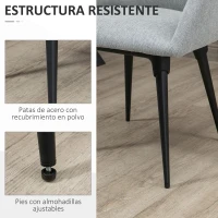 HOMCOM Butaca de Salón Sillón Tapizado en Lino Sintético con Reposabrazos y Patas de Acero 59,5x59,5x78,5 cm Gris(m-5)