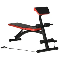 HOMCOM Banco de Pesas Altura Ajustable Banco de Musculación Multifuncional Respaldo Inclinable en 6 Posiciones y 2 Cuerdas para Entrenamiento de Cuerpo Completo en Gimnasio Casa Carga 120 kg Negro(m-10)