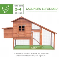 PawHut Gallinero Corral de Madera para Exteriores Jaula para Gallinas Pollos con Bandeja Extraíble Caja de Huevo Resistente al Agua 190x66x116 cm(m-4)