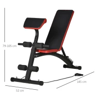 HOMCOM Banco de Pesas Altura Ajustable Banco de Musculación Multifuncional Respaldo Inclinable en 6 Posiciones y 2 Cuerdas para Entrenamiento de Cuerpo Completo en Gimnasio Casa Carga 120 kg Negro(m-3)