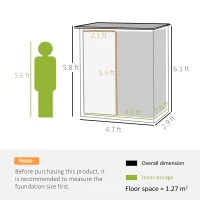 Outsunny 5ft x 3ft Garden Storage Shed, Outdoor Metal Shed with Sloped Roof, Lockable Door for Tools, Equipment, Green(m-3)