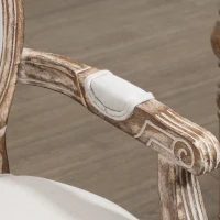 HOMCOM Küchenstuhl mit Armlehnen Polsterstuhl Esszimmerstuhl Retro-Design im Leinen-Optik für Wohnzimmer Gummiholz Cremeweiß+ helle Holzfarbe 56 x 56 x 96 cm(m-8)