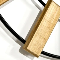 HOMCOM Reloj de Pared Silencioso de Ø60 cm Reloj de Pared de Metal y Madera  sin Tictac Estilo Moderno Multicolor(m-9)