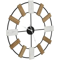 HOMCOM Reloj de Pared Silencioso de Ø60 cm Reloj de Pared de Metal y Madera  sin Tictac Estilo Moderno Multicolor(m-10)