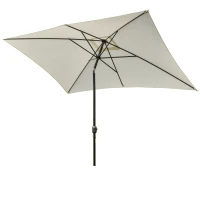 Outsunny Sombrilla de Aluminio 200x300x240 cm Parasol Rectangular de Jardín Inclinable con Manivela y Poste Desmontable para Terraza Piscina Patio Exterior Crema(m-10)