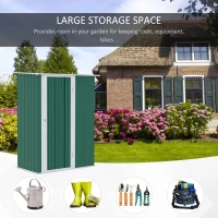 Outsunny 5ft x 3ft Garden Storage Shed, Outdoor Metal Shed with Sloped Roof, Lockable Door for Tools, Equipment, Green(m-7)