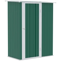 Outsunny 5ft x 3ft Garden Storage Shed, Outdoor Metal Shed with Sloped Roof, Lockable Door for Tools, Equipment, Green(m-1)