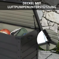 Outsunny Skrzynia ogrodowa do przechowywania na zewnątrz, pojemność 295 litrów, odporna na warunki atmosferyczne, 4 koła, 100 cm x 62 cm x 65 cm, Dunkelgrau(m-6)