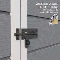 Outsunny Metalowy szop ogrodowy, zamykany na klucz, podwójne drzwi, okno, rama aluminiowa, 1,80 x 1,30 x 2,10 m, Szary(m-7)