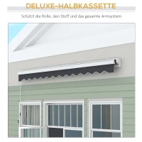 Outsunny Markiza, elektryczna/ręczna, półkaseton, pilot zdalnego sterowania, rama aluminiowa, 4 x 3 m, Szary(m-6)