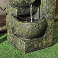 Outsunny Fontanna Ogrodowa Wodna Fontanna, regulacja prędkości, 25 x 24 x 60 cm, Czarny(m-8)