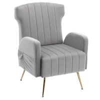 Fauteuil de Relaxation en tissu velours, Design Élégant et Moderne pour Salon et Séjour, Gris(m-2)