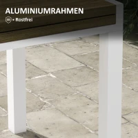 Outsunny Stół ogrodowy Stół na zewnątrz, odporny na pogodę, efekt drewna, 160 x 80 x 75 cm, Brąz + Biały(m-6)