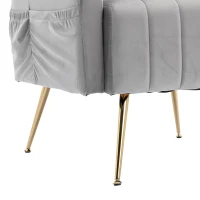 Fauteuil de Relaxation en tissu velours, Design Élégant et Moderne pour Salon et Séjour, Gris(m-4)