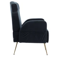 Fauteuil de Relaxation en tissu velours, Design Élégant et Moderne pour Salon et Séjour, Noir(m-4)