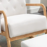 Poltrona a Dondolo Ergonomica con Poggiapiedi per Soggiorno e Salotto, Beige(m-7)