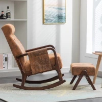 Fauteuil à bascule ergonomique avec repose-pieds rocking chair grand confort, Marron(m-9)