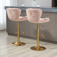 Set di 2 Sgabelli da Bar Girevoli Regolabili, con Poggiapiedi per Cucina e Sala da Pranzo, Rosa(m-5)