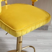 Set di 2 Sgabelli da Bar Girevoli e Regolabili in Altezza con Poggiapiedi, Stile Retro per Cucina e Sala da Pranzo, Giallo Senape(m-9)