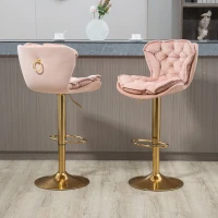 Set di 2 Sgabelli da Bar Girevoli Regolabili, con Poggiapiedi per Cucina e Sala da Pranzo, Rosa(m-1)