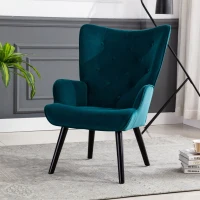 Fauteuil Relax Moderne capitonné pour Salon et Chambre à Coucher - Confort et Style en Velours, Bleu(m-5)
