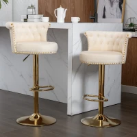 Set di 2 Sgabelli da Bar Girevoli e Regolabili con Poggiapiedi per Cucina e Sala da Pranzo, Beige(m-9)