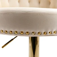 Set di 2 Sgabelli da Bar Girevoli e Regolabili con Poggiapiedi per Cucina e Sala da Pranzo, Beige(m-10)