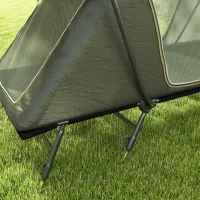 Outsunny 2-w-1 łóżko polowe, wodoodporna plandeka namiotowa, regulowane metalowe nogi, do 180 kg, 215 x 80 x 125 cm, Zielony(m-9)