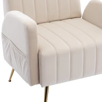 Fauteuil de Relaxation en tissu velours, Design Élégant et Moderne pour Salon et Séjour, Beige(m-6)