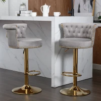 Ensemble de 2 tabourets de bar pivotants et réglables avec repose-pieds pour cuisine et salle à manger, Gris(m-8)