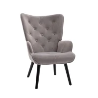 Fauteuil Relax Moderne capitonné pour Salon et Chambre à Coucher - Confort et Style en Velours, Gris(m-2)