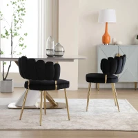 Set di 2 Sedie da Pranzo in Velluto Morbido con Schienale Ergonomico e Braccioli, per Soggiorno e Camera da Letto, Nero(m-7)