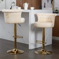 Set di 2 Sgabelli da Bar Girevoli e Regolabili con Poggiapiedi per Cucina e Sala da Pranzo, Beige(m-8)