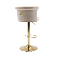 Set di 2 Sgabelli da Bar Girevoli e Regolabili con Poggiapiedi per Cucina e Sala da Pranzo, Beige(m-5)