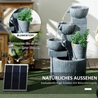 Outsunny Fontanna ogrodowa, w stylu naturalnego kamienia, 4-stopniowy, zasilana energią słoneczną, diody LED, 57 cm wysokość, ciemnoszary(m-6)