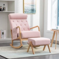 Sillón Mecedora con Reposapiés para Sala de Estar y Salón Rosa(m-1)